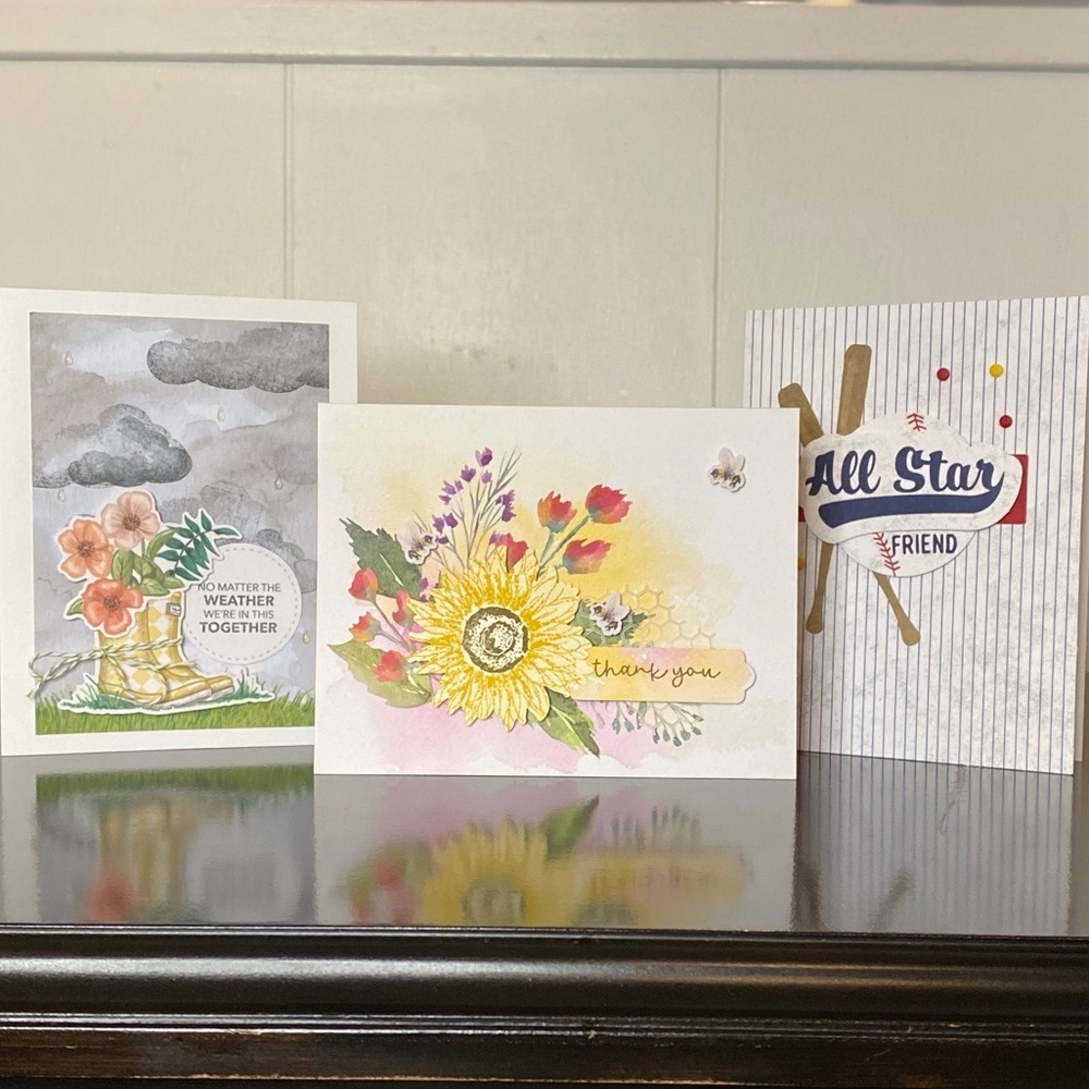 Hand Made 3D Greeting Cards set of 3 with Coordinating Envelopes 4.25”x 5.5”